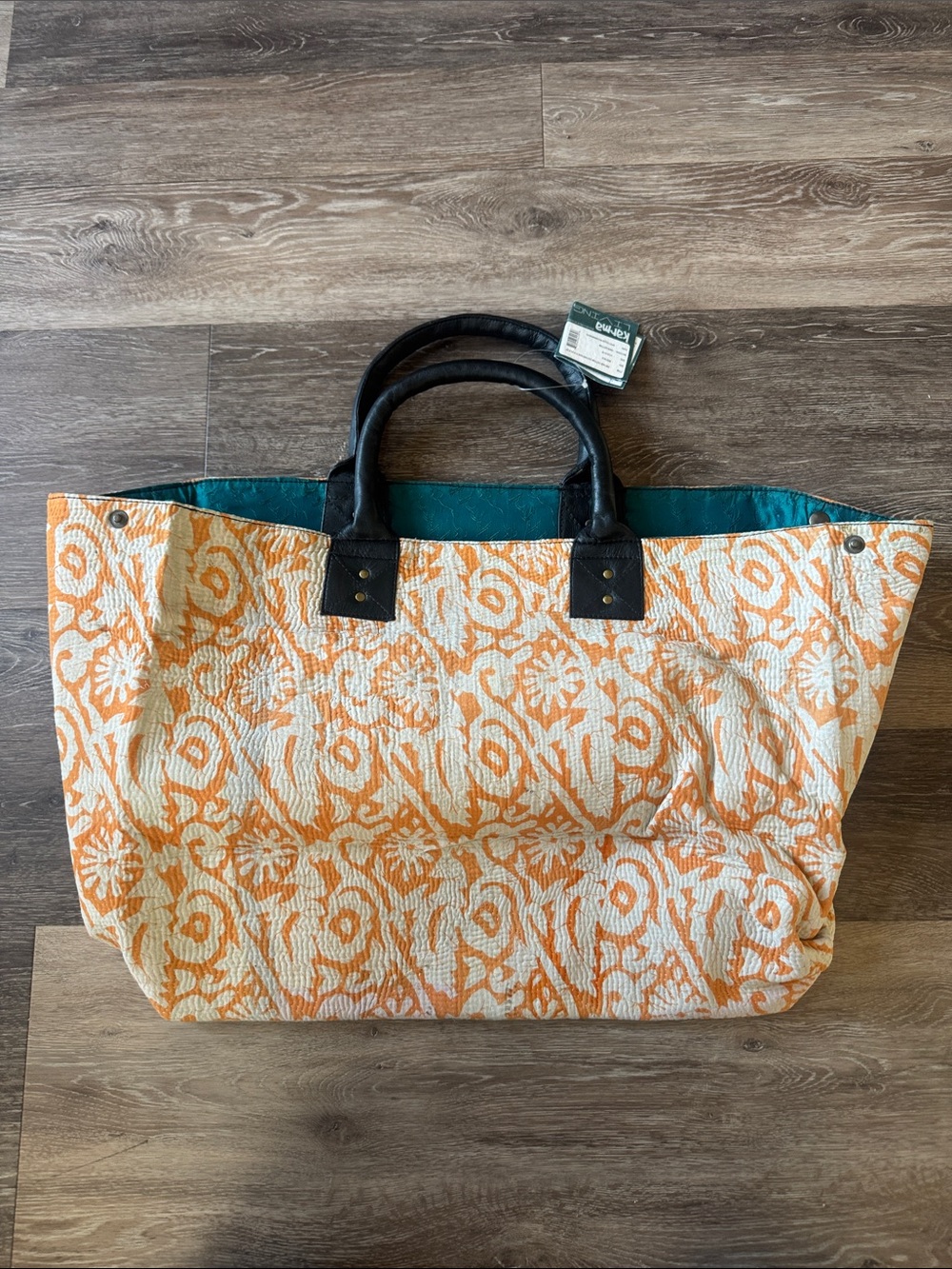 Karma Living Vintage Cotton Leather Tote Bag- NWT